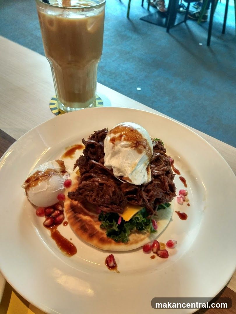 Pulled Meat Flatbread with Poached Eggs
