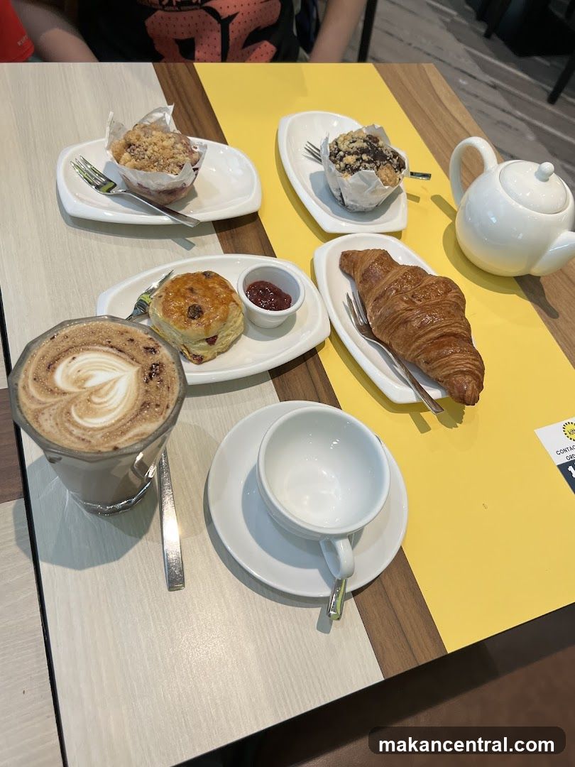 Table with pastries and coffee