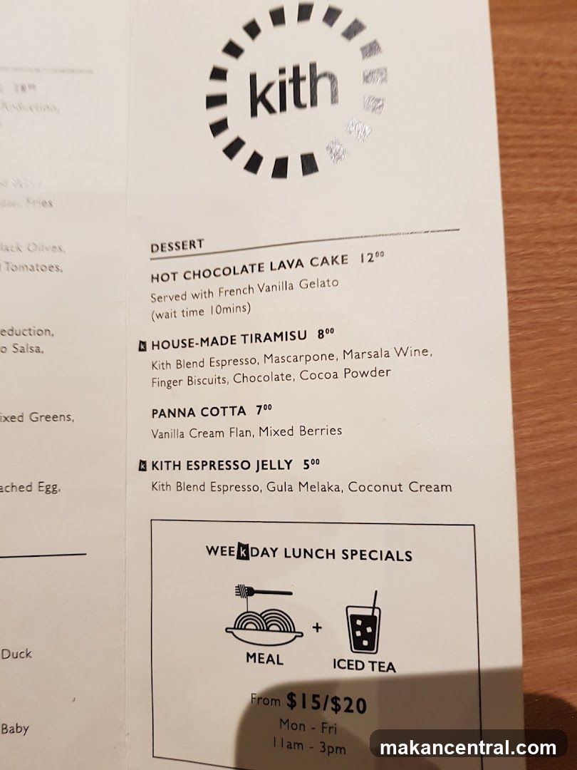 Kith Desserts and Lunch Specials