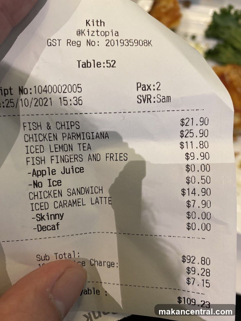Receipt from Kith @Kiztopia