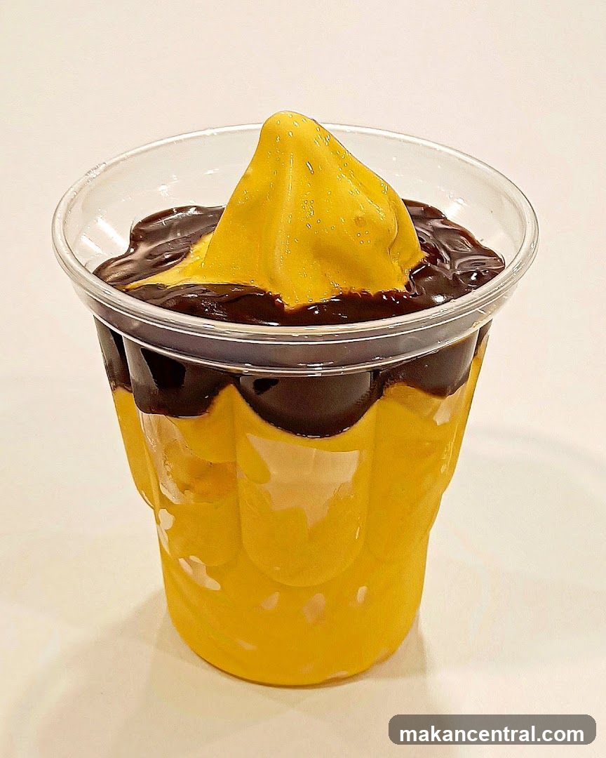 Mango Soft Serve with Chocolate Sauce