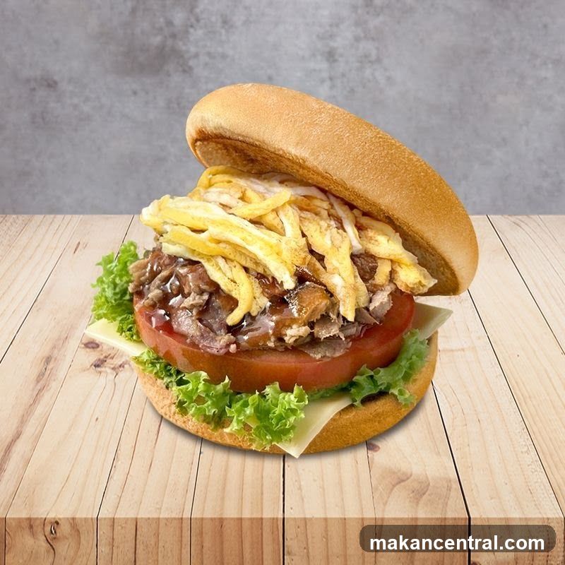 Burger with Shredded Meat and Egg