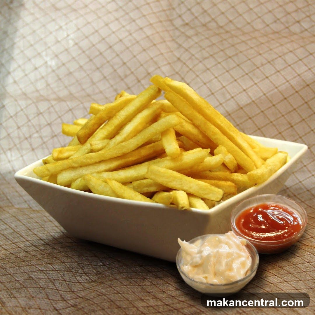 French Fries with Ketchup and Mayonnaise