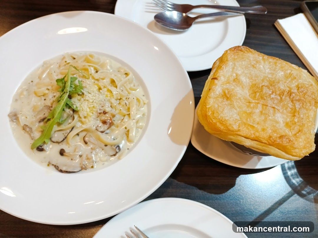 Creamy Mushroom Fettuccine with Puff Pastry