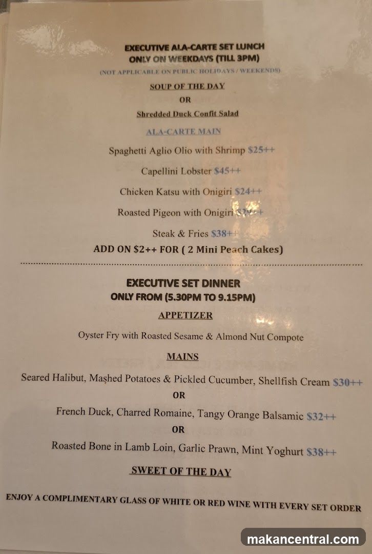 Executive Set Lunch and Dinner Menu