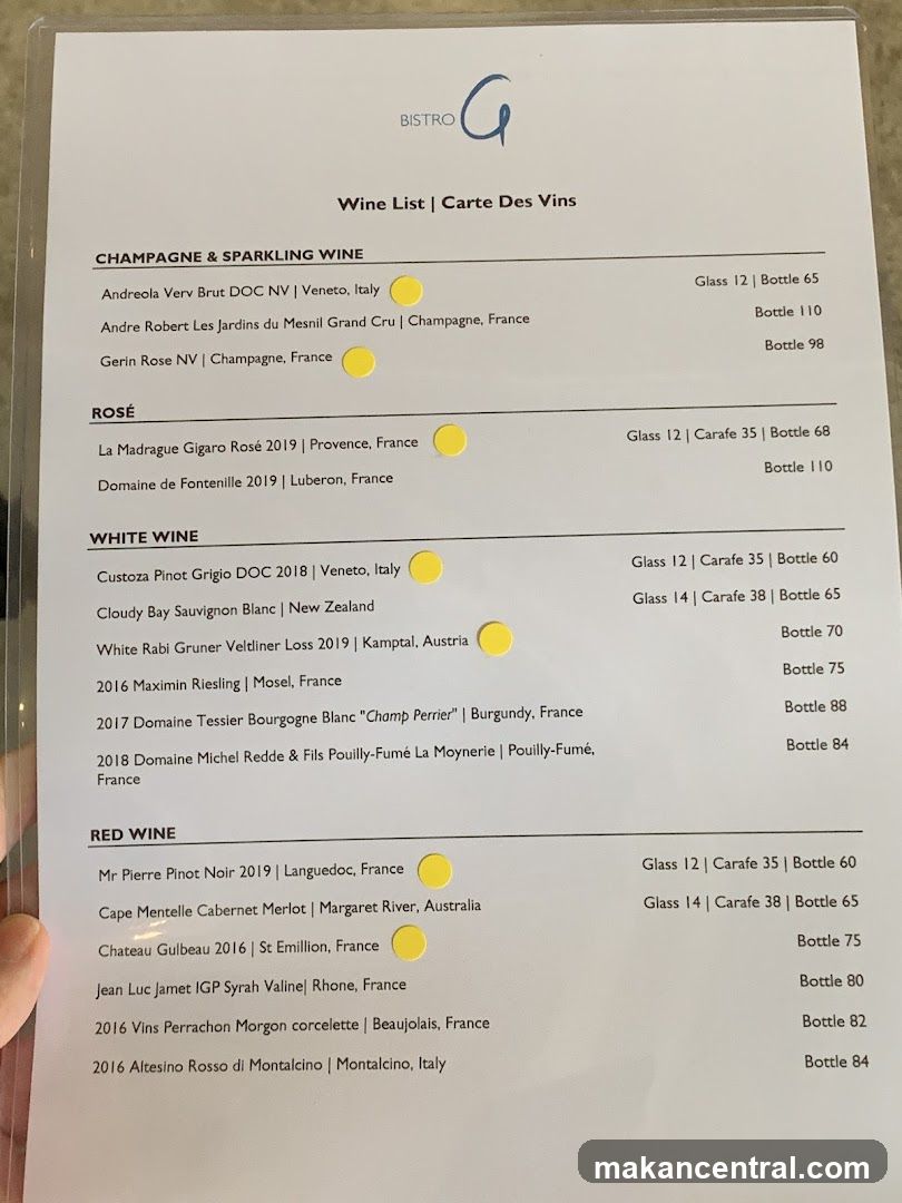BISTRO G Wine List