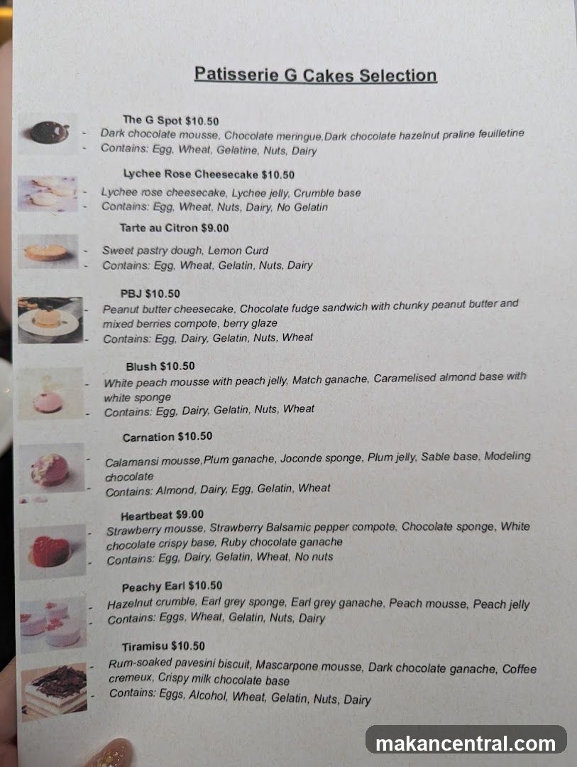 Patisserie G Cakes Selection