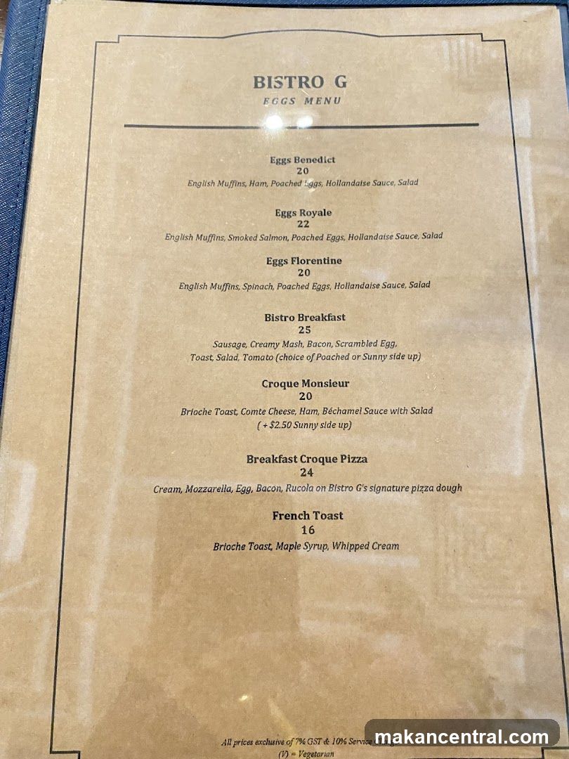 BISTRO G EGGS MENU