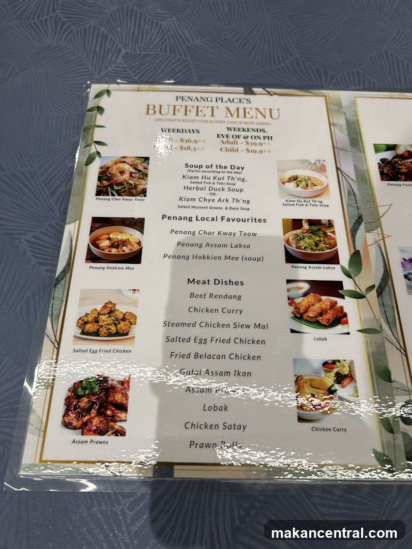 PENANG PLACE'S BUFFET MENU