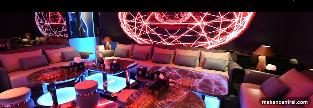 Modern Lounge with Geometric Light Display