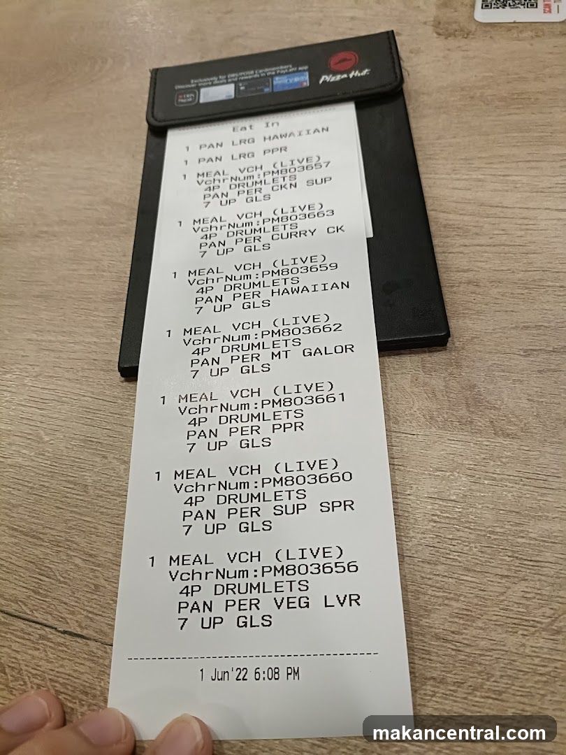 Pizza Hut Receipt