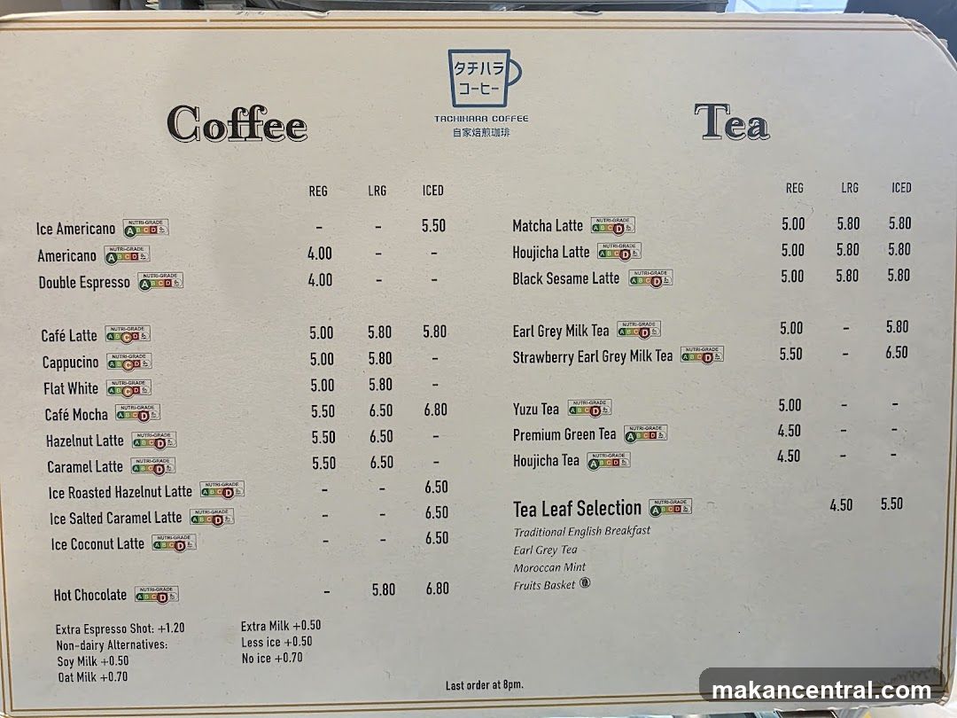 Coffee and Tea Menu