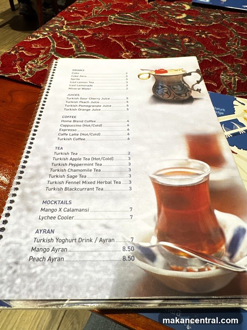 Drinks, Juices, Coffee, Tea, Mocktails, and Ayran Menu
