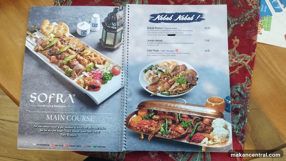 Sofra Turkish Cafe & Restaurant Main Course Menu
