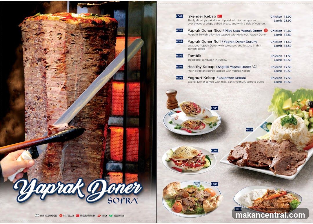 Yaprak Doner Menu