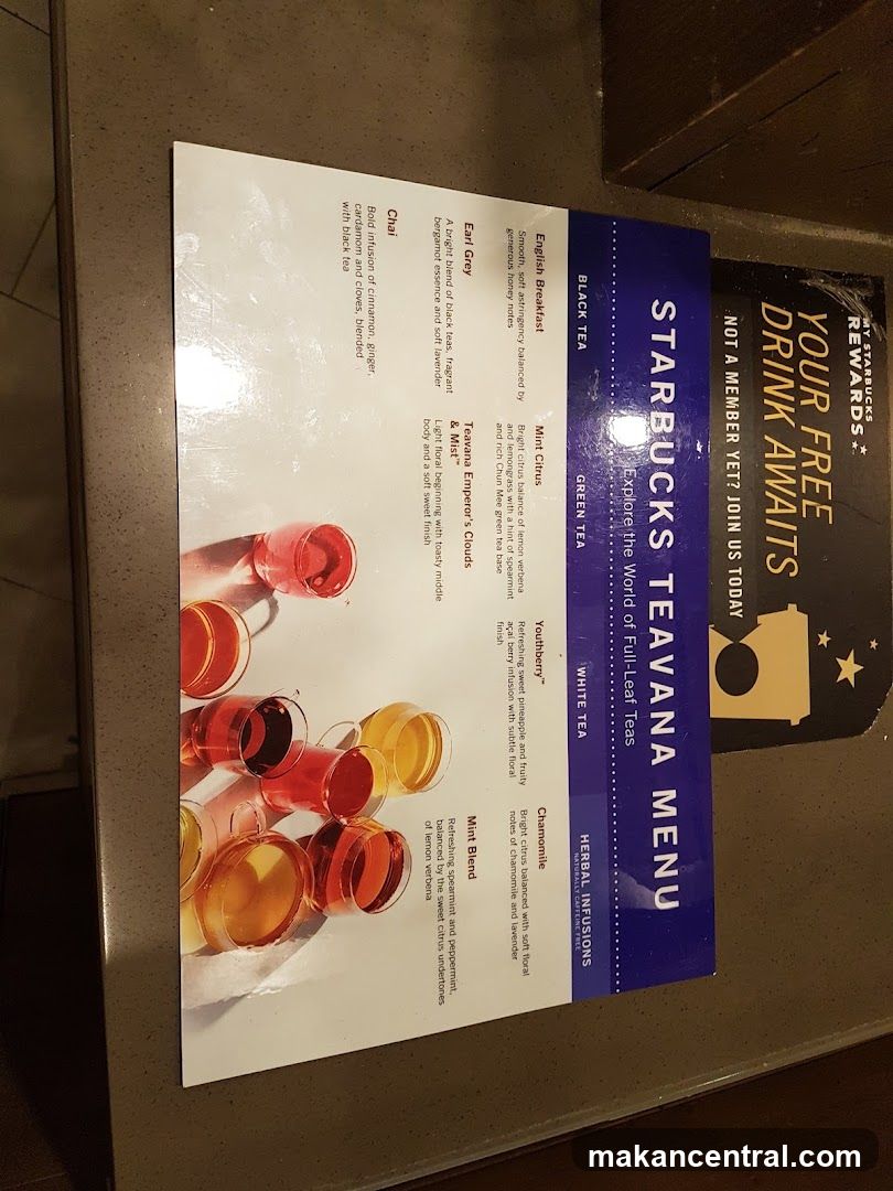 STARBUCKS TEAVANA MENU