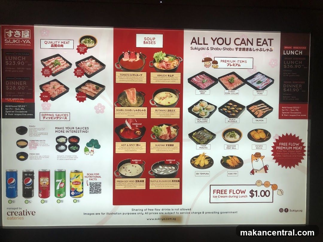 SUKI-YA Sukiyaki & Shabu-Shabu Menu