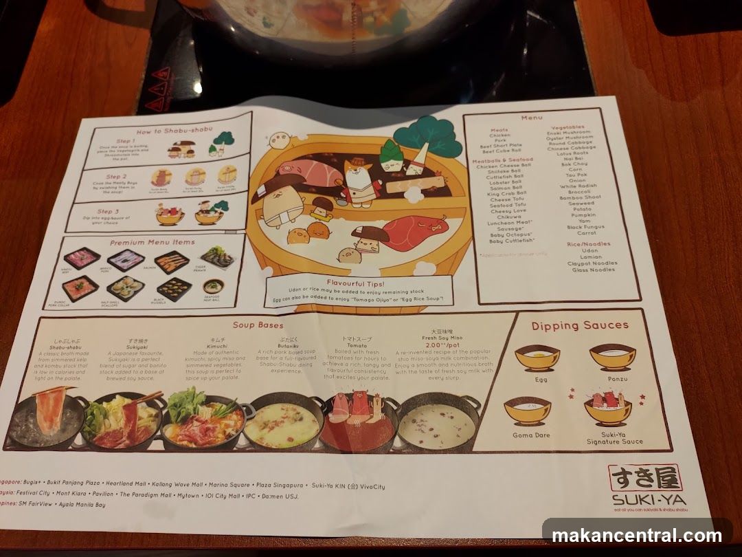 SUKI-YA Menu