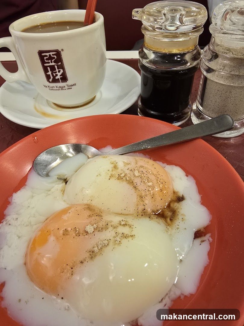 Soft-boiled eggs and coffee