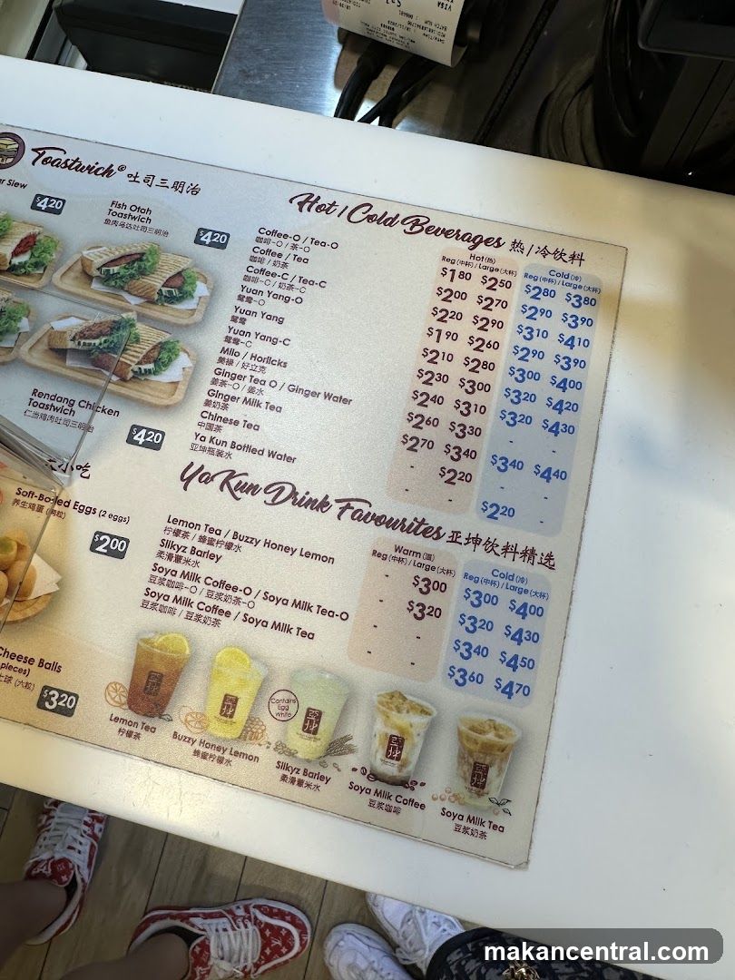 Toastwich Menu