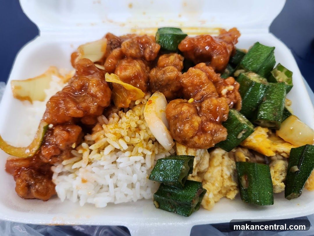 Sweet and Sour Chicken with Rice and Okra