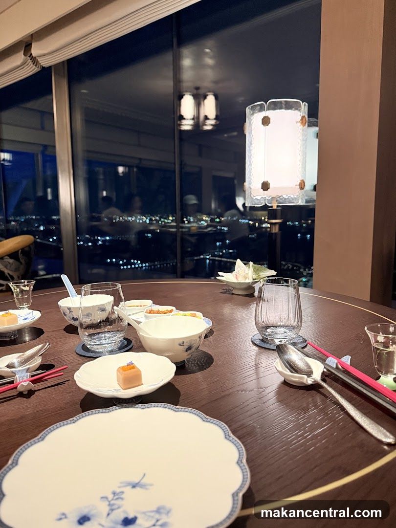 Elegant Dining Table Setting with City View