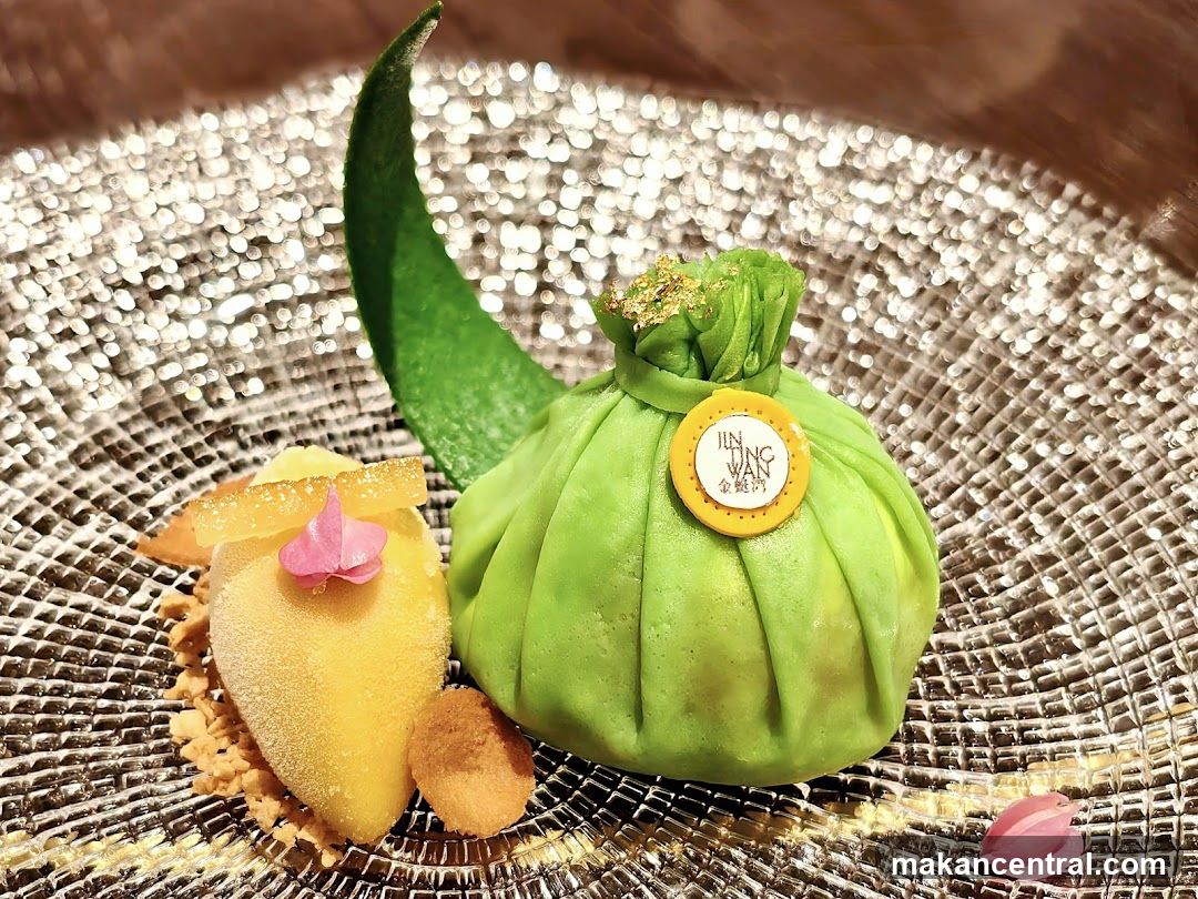 Dessert with Green Dumpling and Sorbet