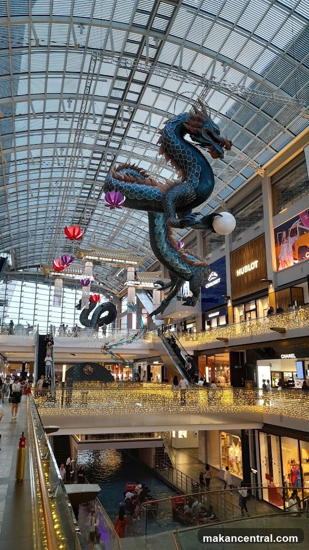 Shopping mall interior with dragon decoration