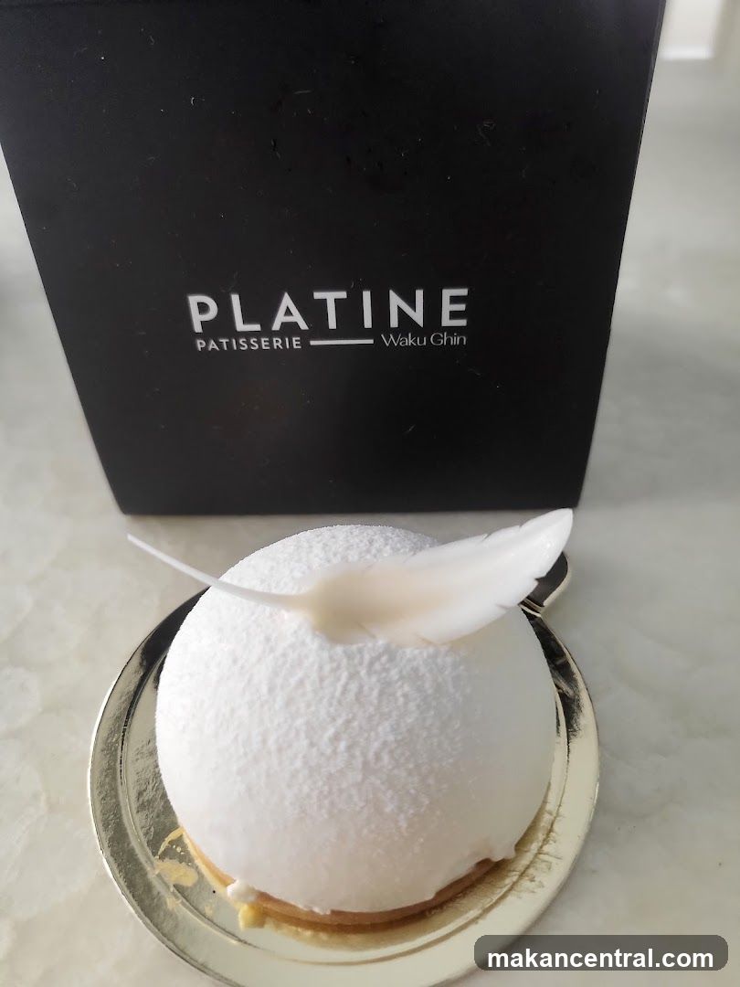 White Mousse Cake with Feather Decoration