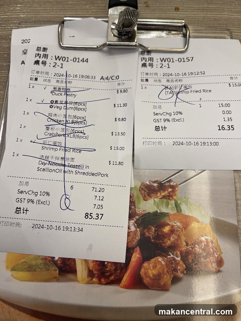 Receipts and Food