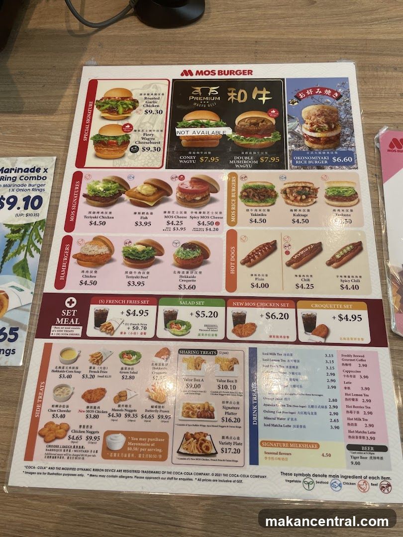 MOS BURGER Menu