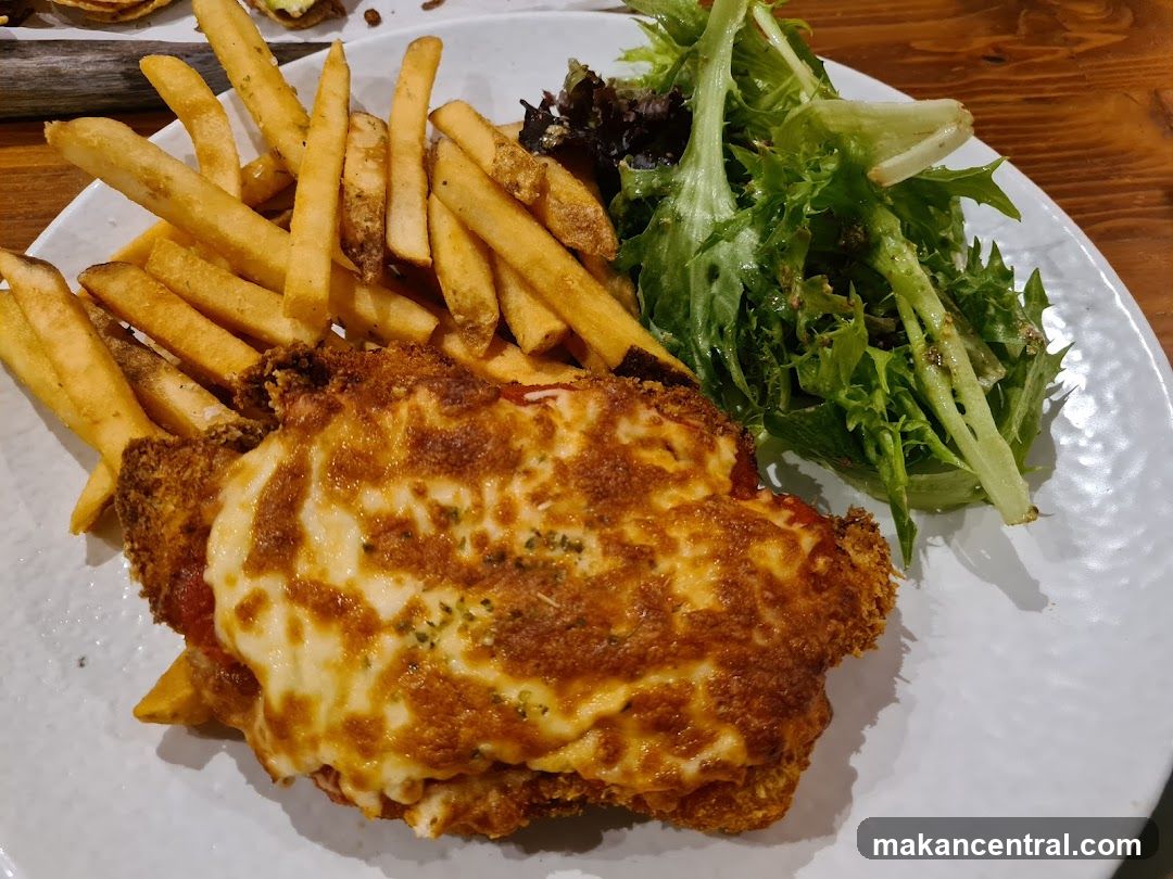 Chicken Parmesan with Fries and Salad