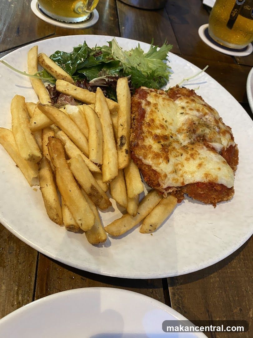 Chicken Parmesan with Fries and Salad