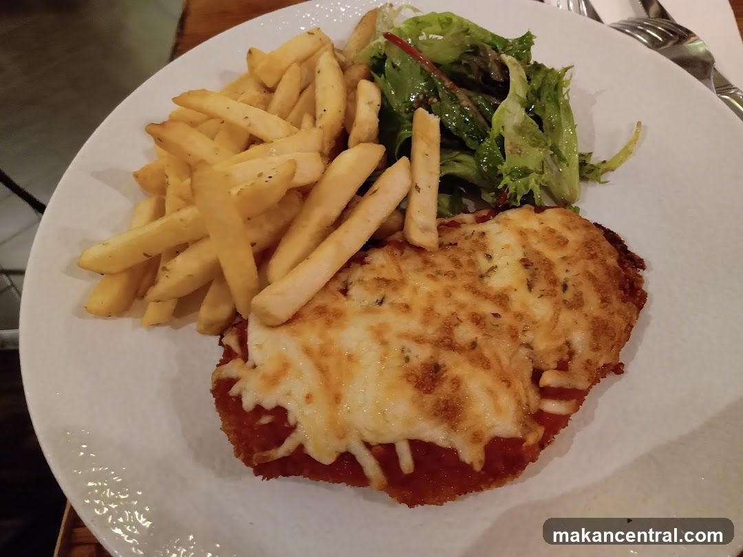 Chicken Parmesan with Fries and Salad