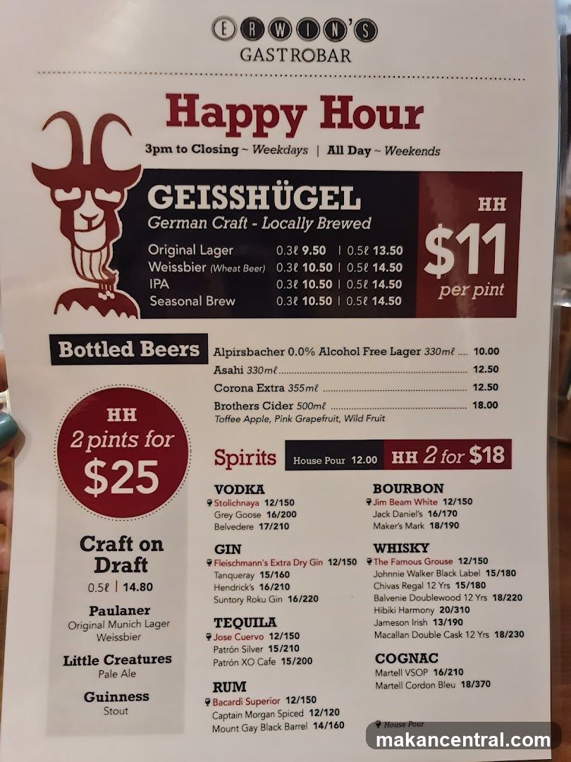 ERWIN'S GASTROBAR Happy Hour Menu