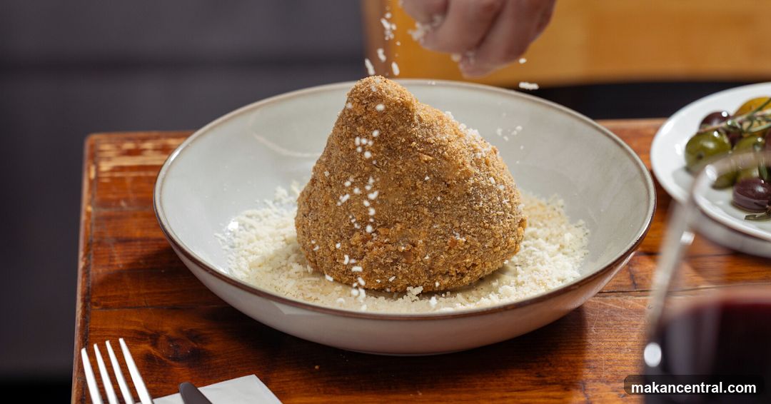 Arancini being prepared