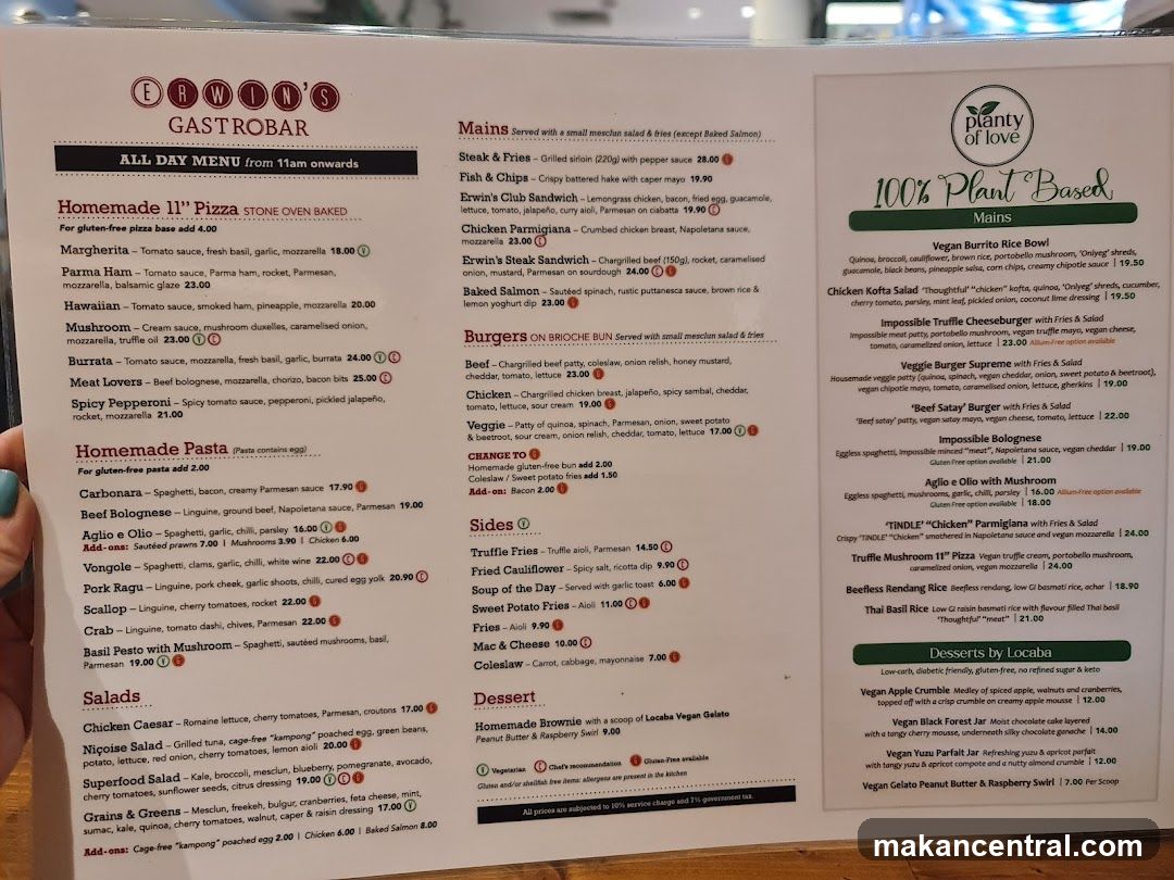 ERWINS GASTROBAR ALL DAY MENU