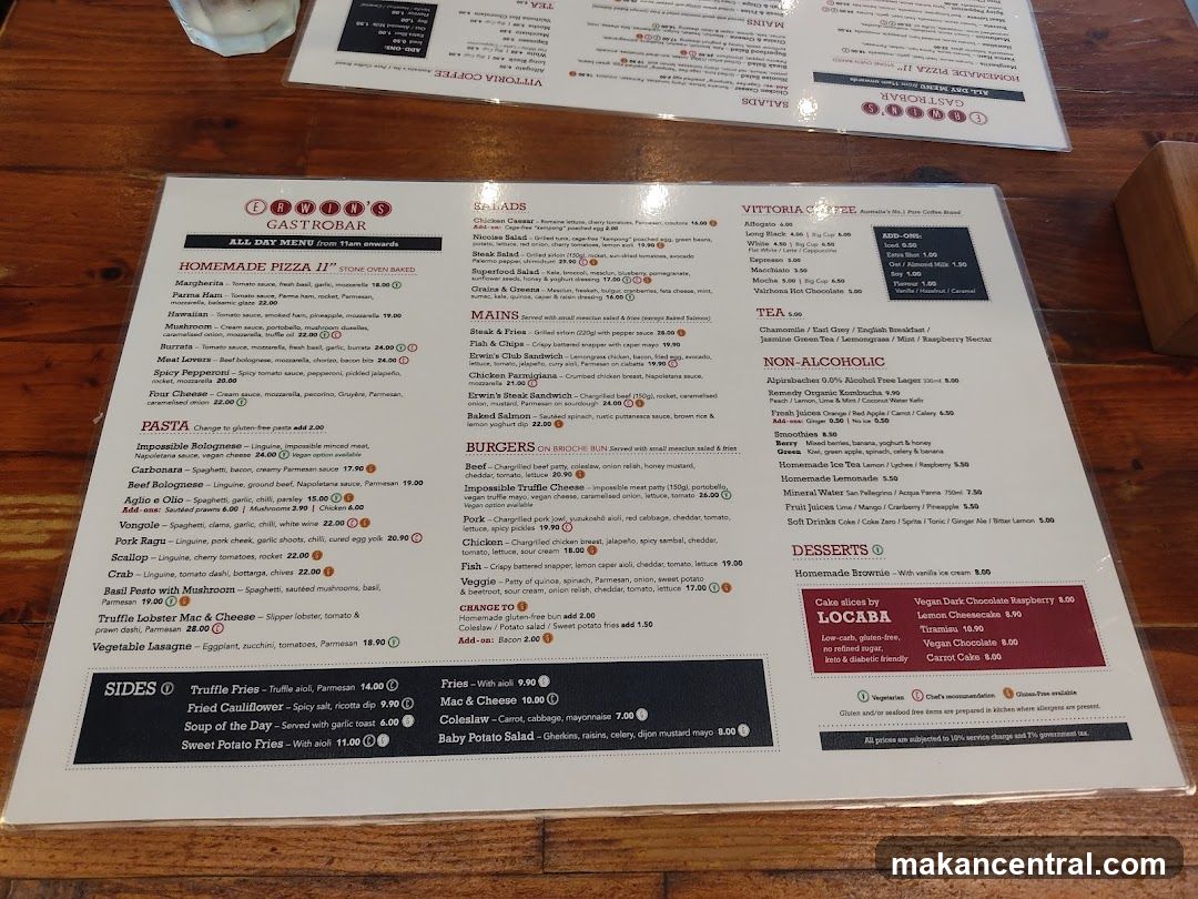 ERWIN'S GASTROBAR ALL DAY MENU
