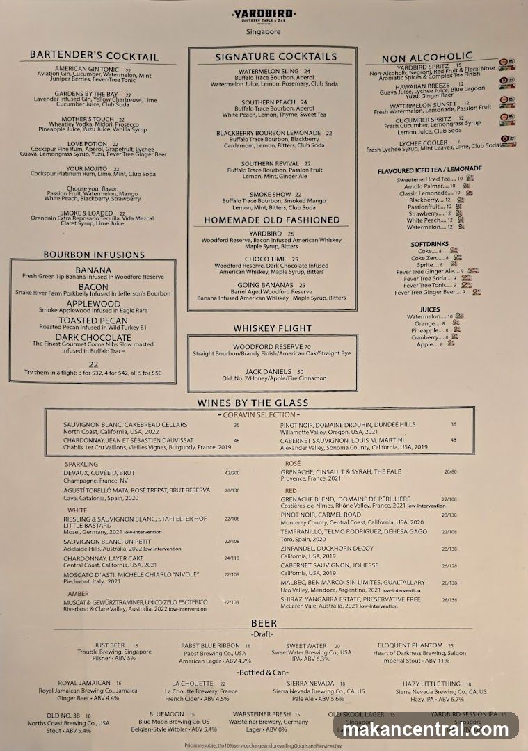 Yardbird Singapore Menu
