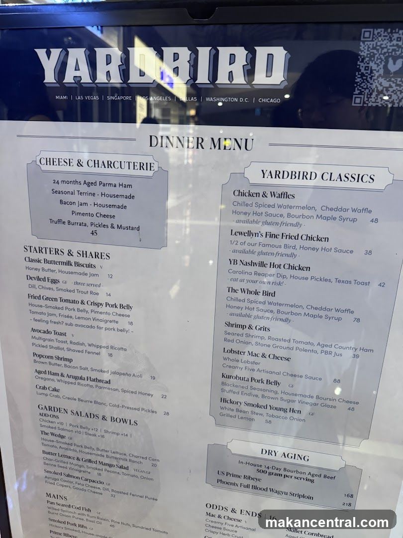YARDBIRD DINNER MENU
