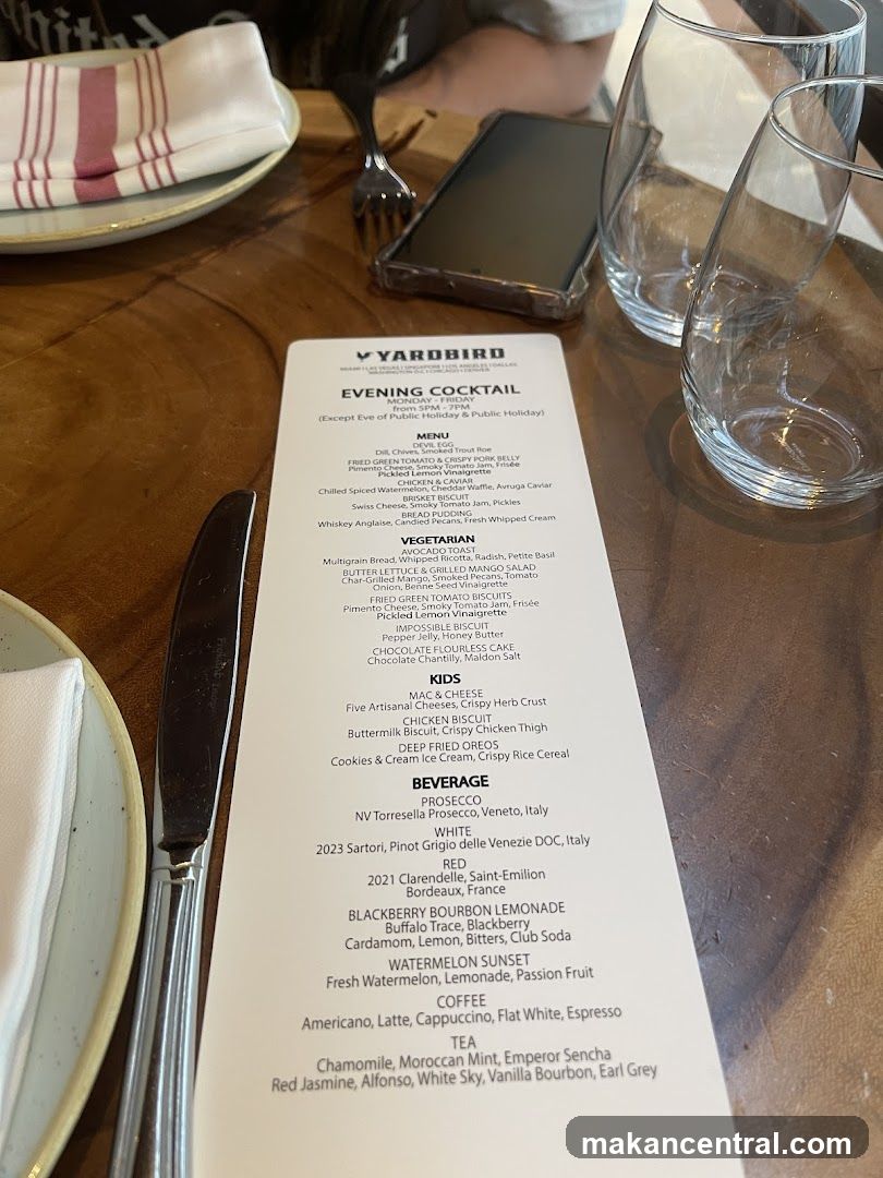 YARDBIRD EVENING COCKTAIL MENU