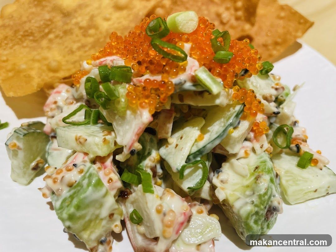 Crab Salad with Tobiko and Crispy Wontons