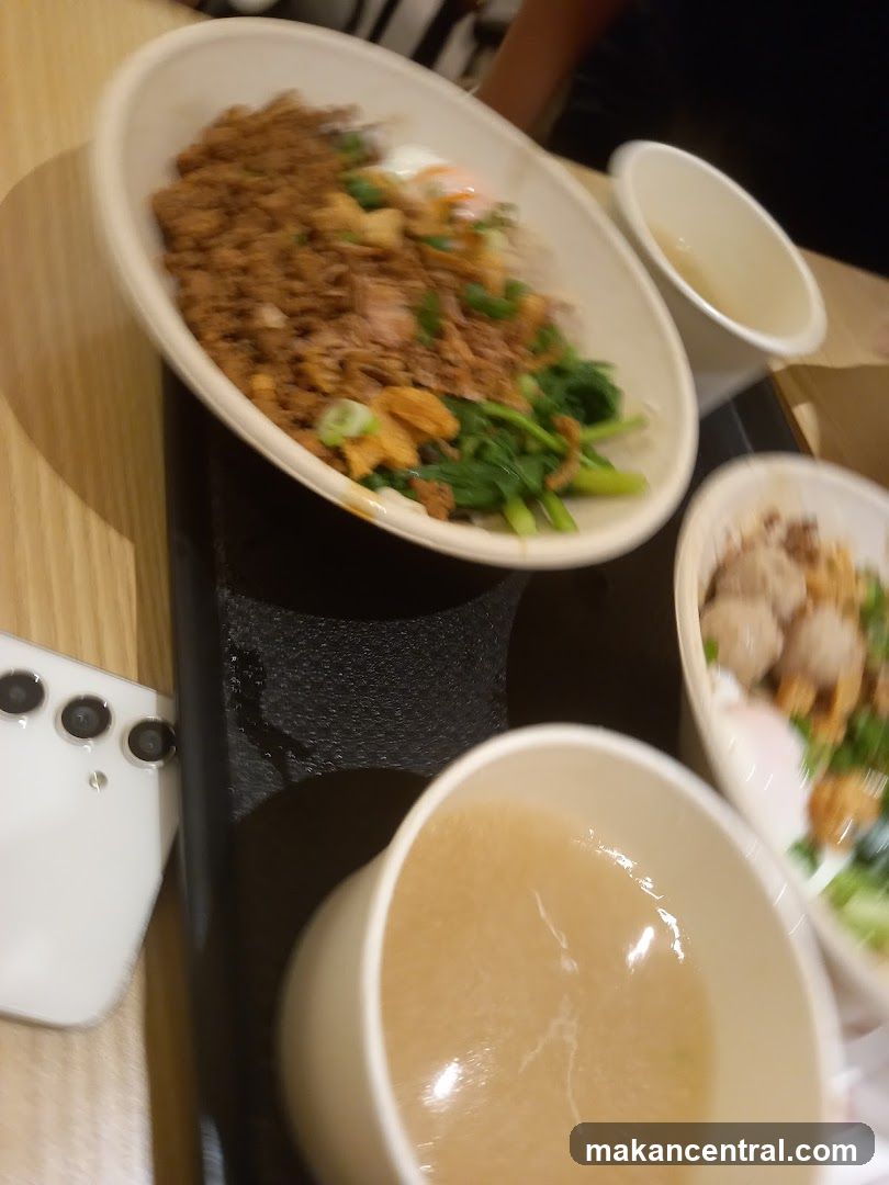 Bowls of food and soup