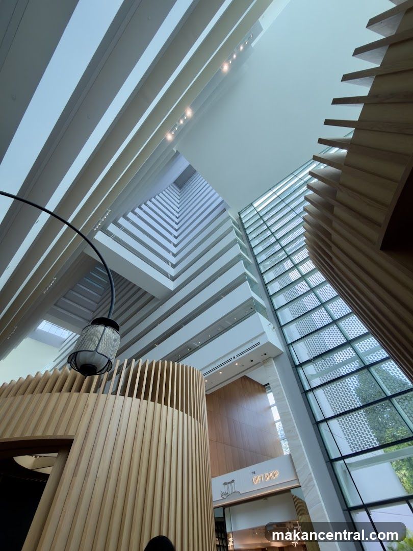 Interior of a modern building with a gift shop