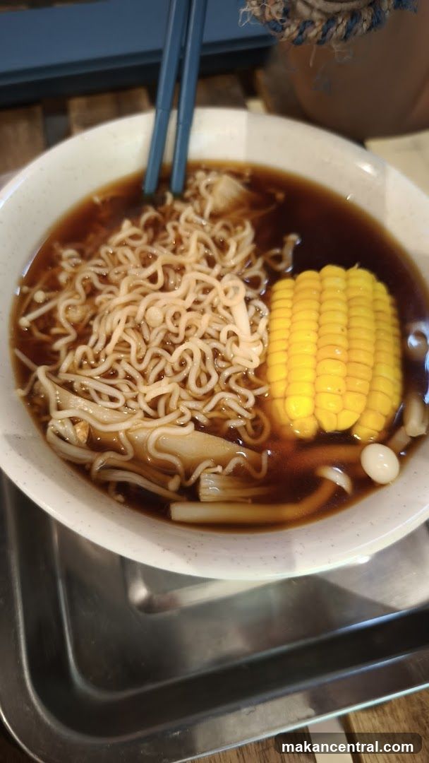 Noodle Soup with Corn and Enoki Mushrooms