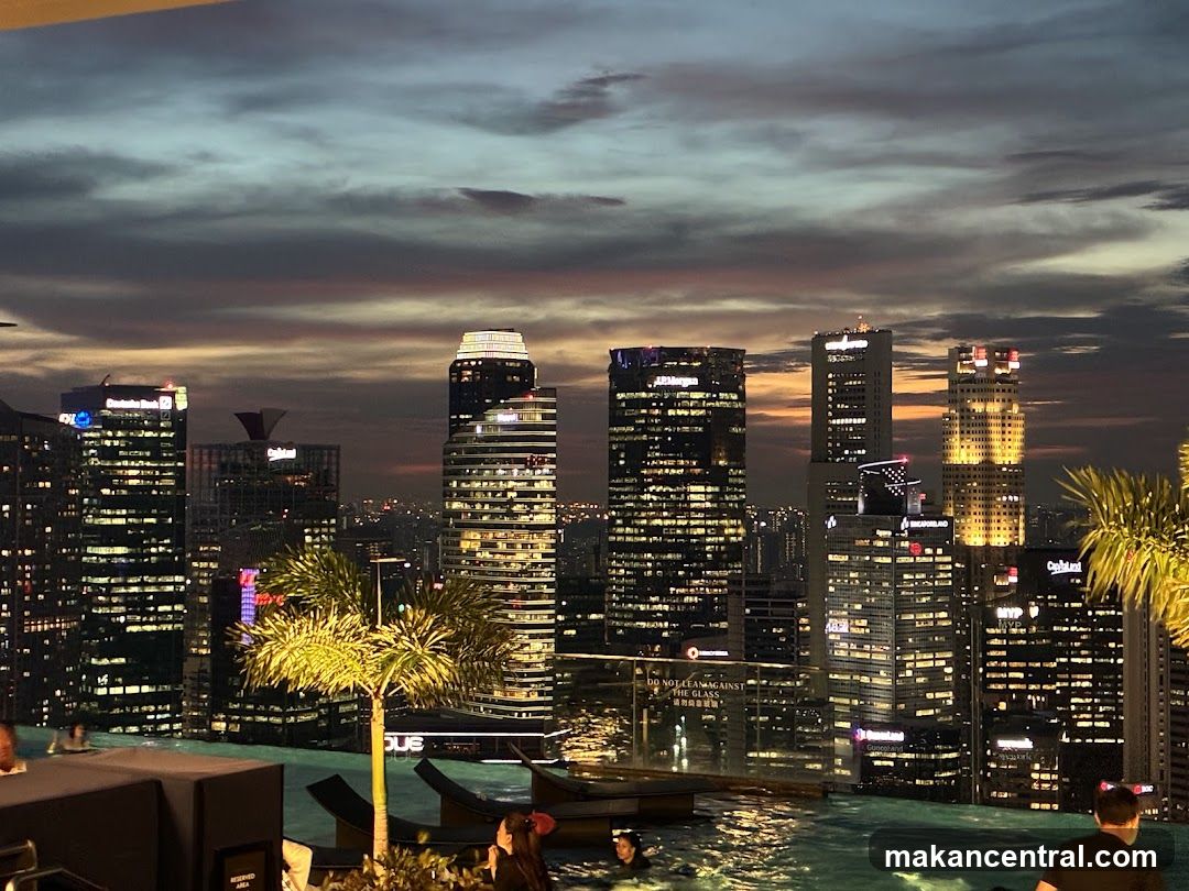 Rooftop Infinity Pool Overlooking City Skyline at Dusk