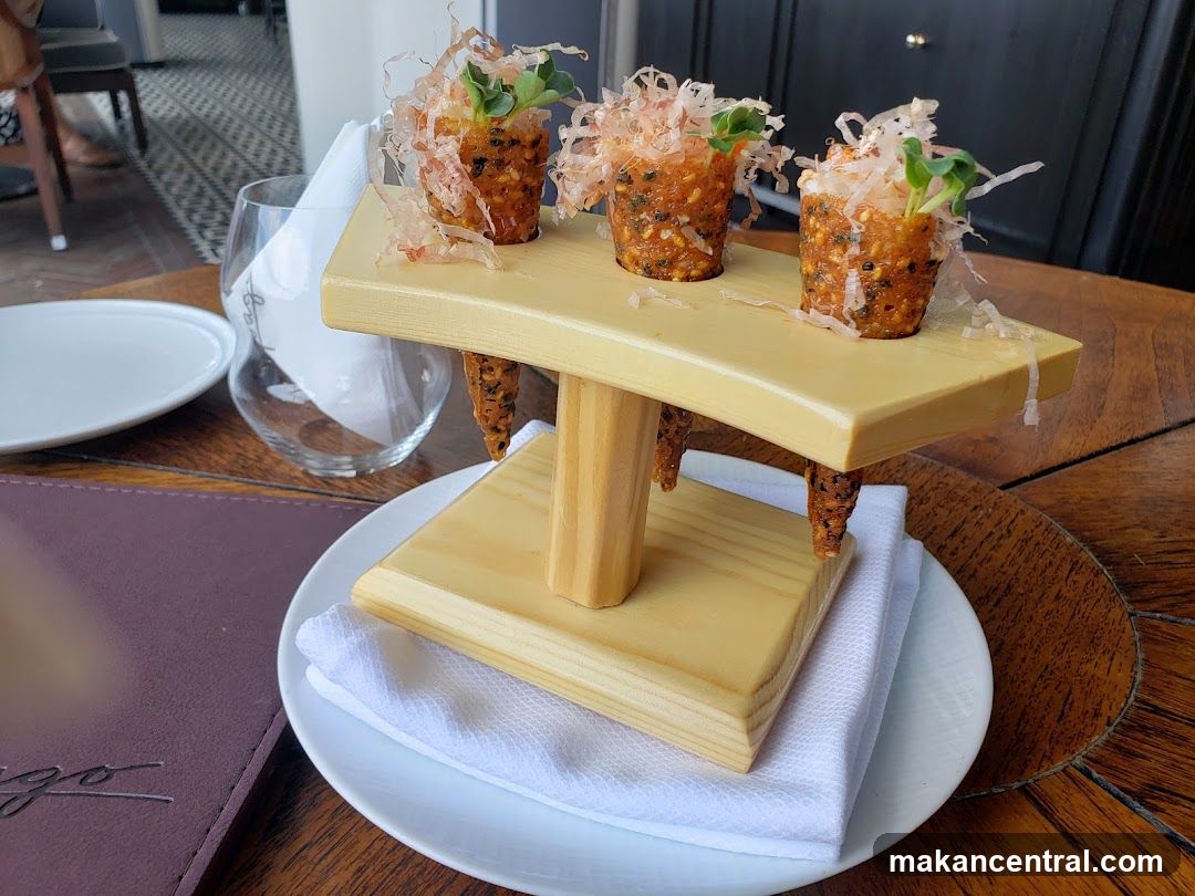 Appetizer on Wooden Stand