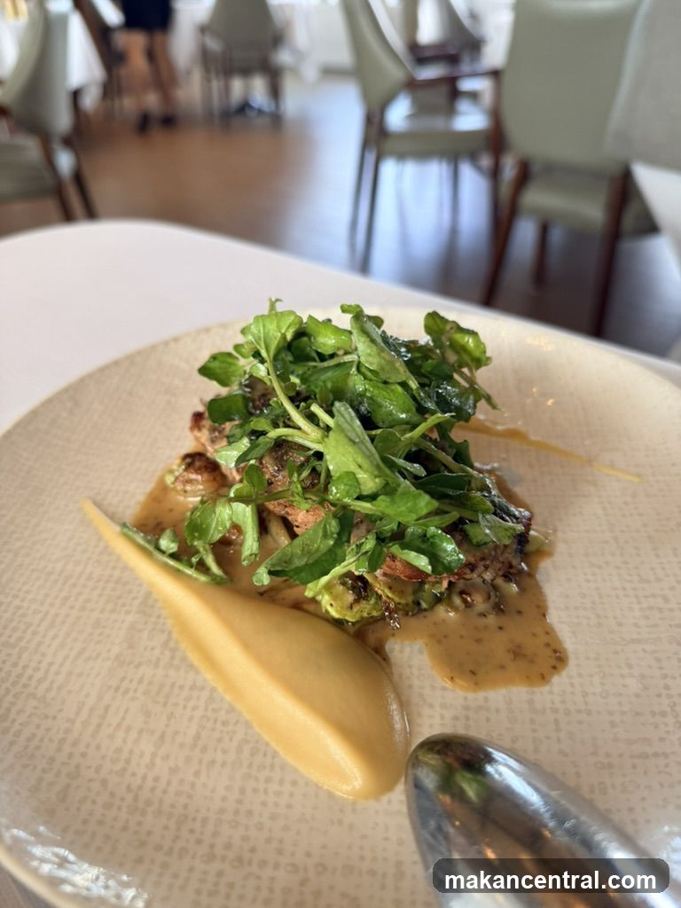 Gourmet Dish with Greens and Puree