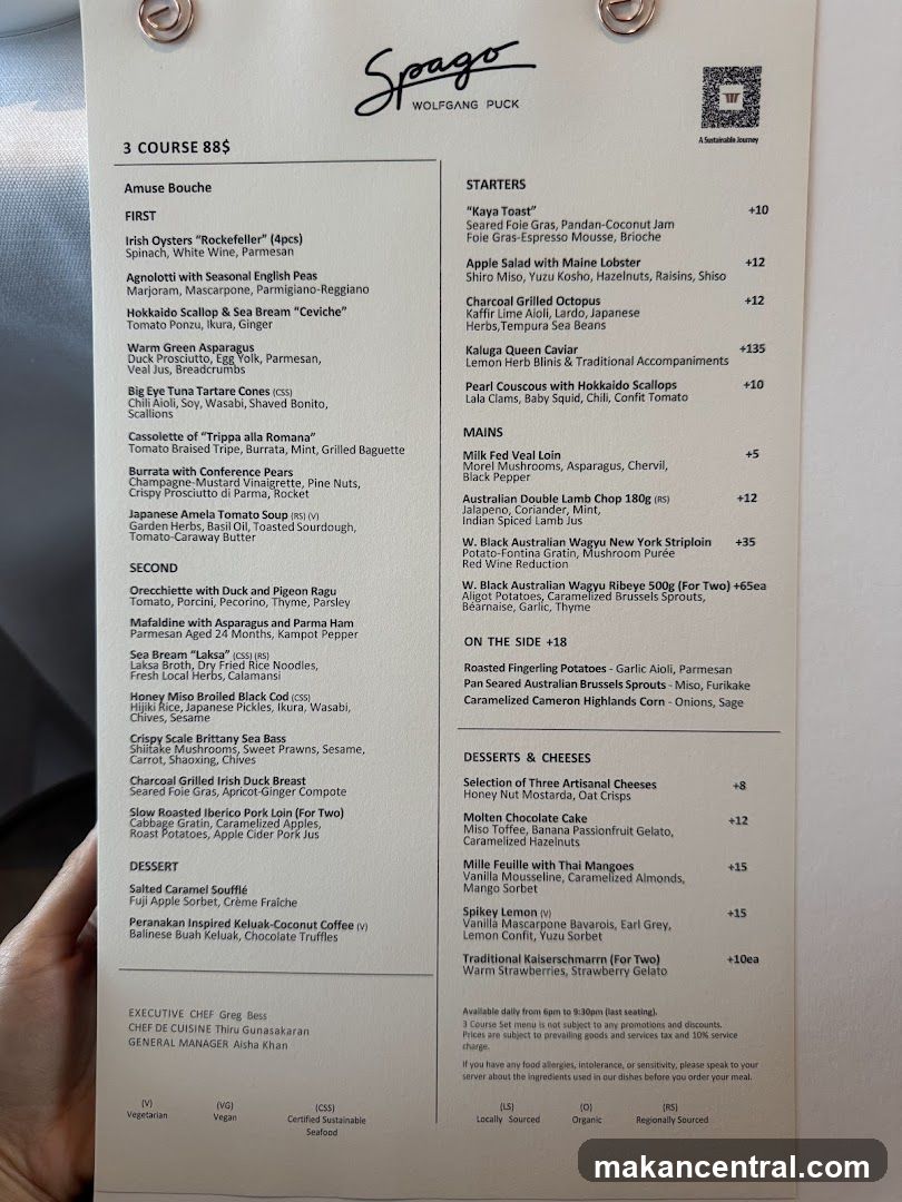 Spago Wolfgang Puck Menu