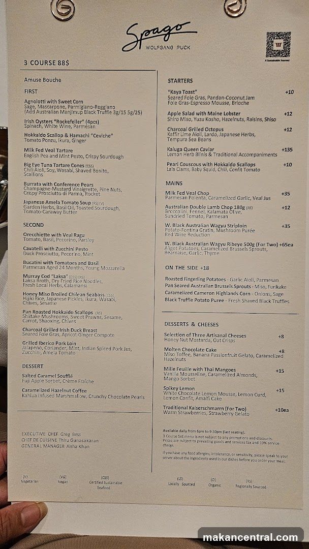 Spago Wolfgang Puck Menu